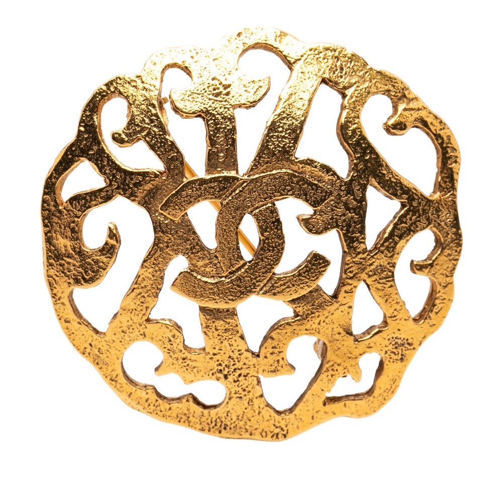 Chanel Cc Gold Plated Brooch Pre-Loved #272426C52B